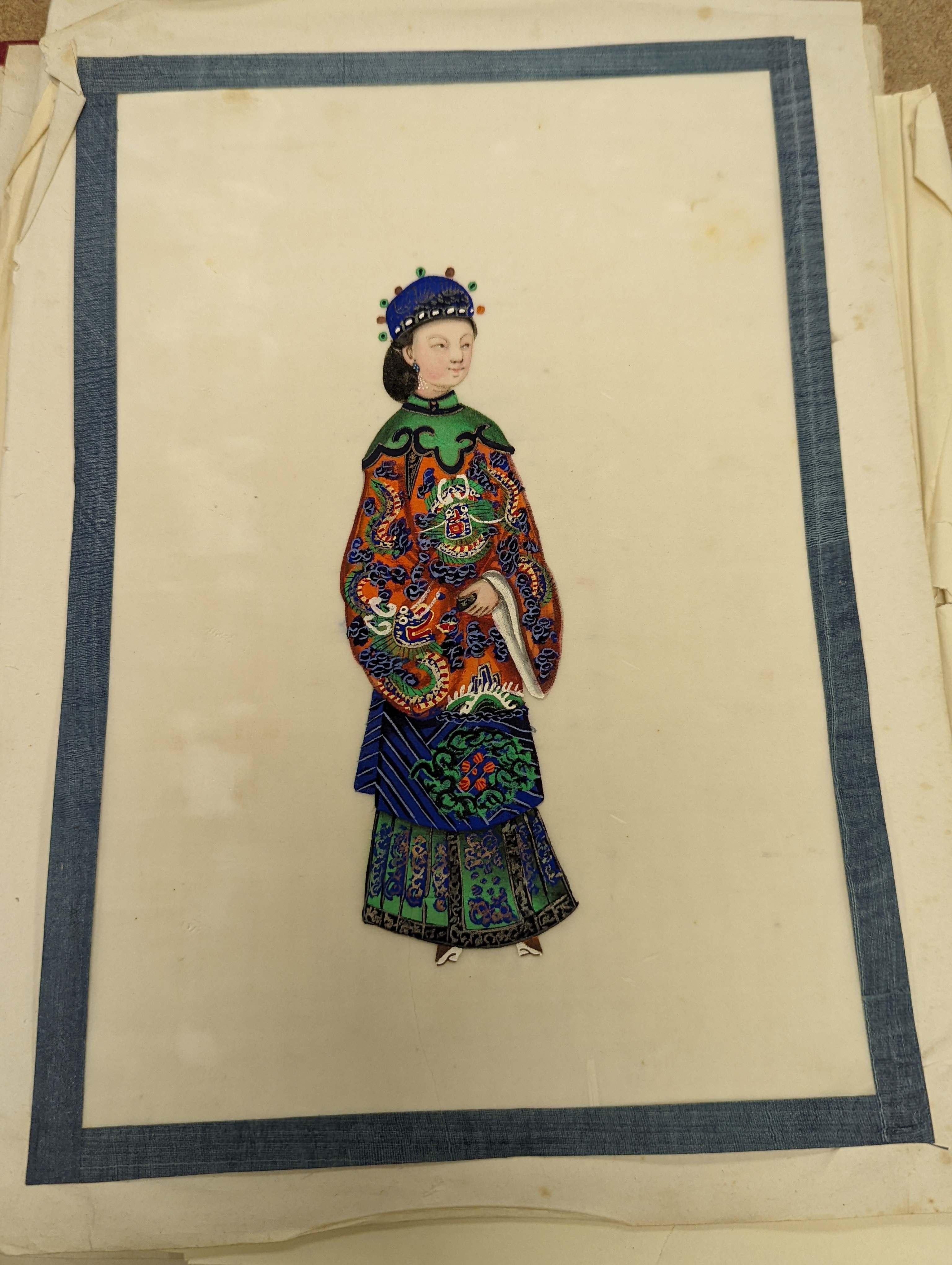 Three albums of assorted 19th century Chinese pith paintings of trades, mandarin figures and boats